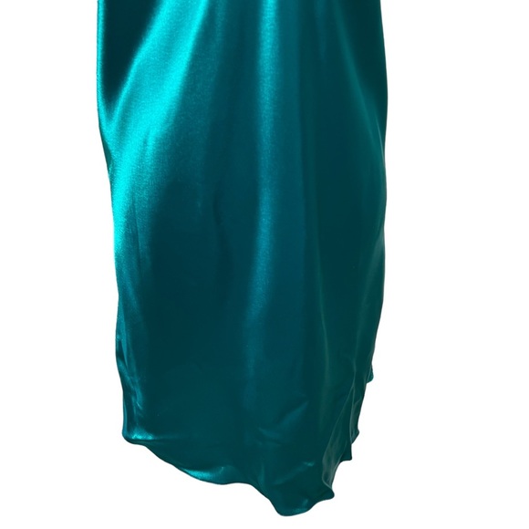 VTG LORD & TAYLOR Peacock Green Embroidered Floral Chemise Mini Slip Dress Large - Picture 6 of 14